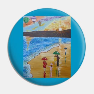 Sunset Stroll and Colourful Umbrellas Pin