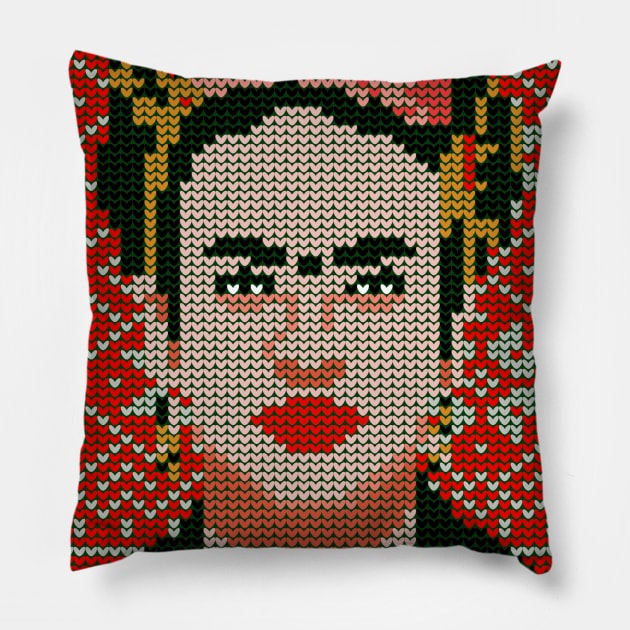 FRIDA UGLY CHRISTMAS PATCH Pillow by miskel