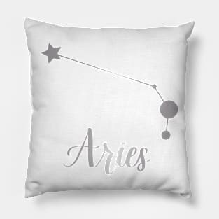 Aries Zodiac Constellation in Silver Pillow