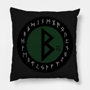 Green Berkana Futhark Rune Symbol Pillow