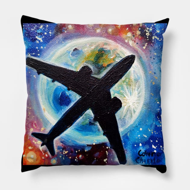 Plane in flight Pillow by CORinAZONe