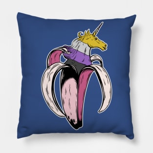 Nonbinary Unicorn Banana LGBT Pride Flag Pillow