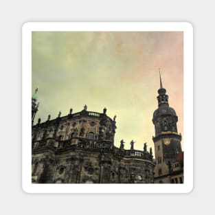 Beautiful Retro Photography from Dresden Germany sightseeing with rainbow sky Magnet