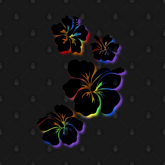 Hibiscus black with rainbow accents by Danispolez_illustrations