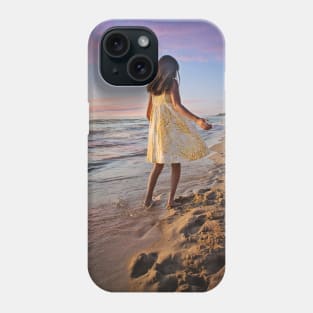 Little girl standing on beach Phone Case