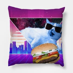 Aesthetic Synthwave Cat Burger Pillow