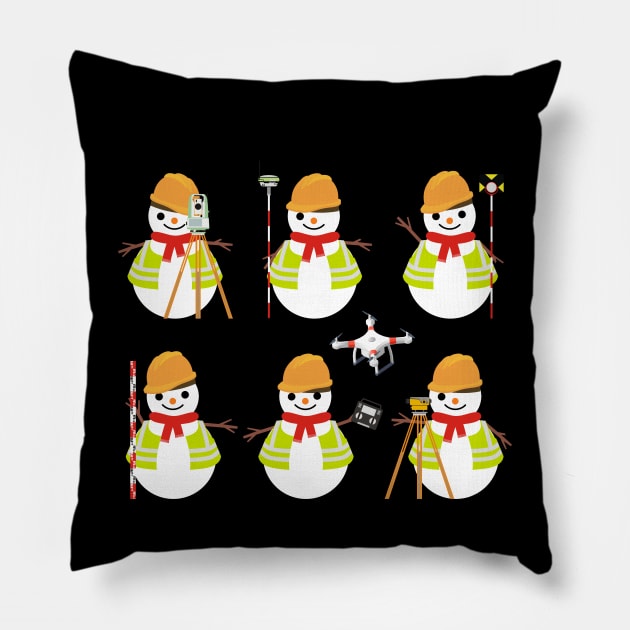 SNOWMAN SURVEYOR TEAM Pillow by AZMTH CLOTHING