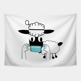 sheeple with face mask Tapestry