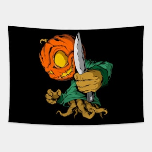 killer pumpkin christmas Tapestry