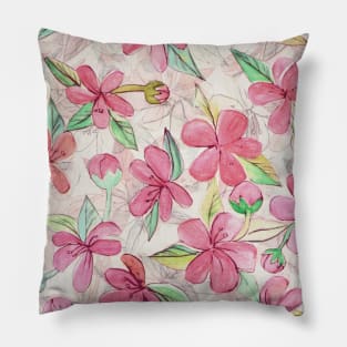 Pink Painted Blossom Pattern Pillow