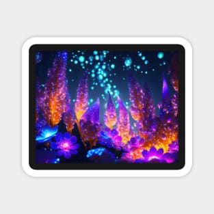 Abstract Neon night lit flower scene Magnet