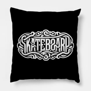 Ride the Typographic Skateboard Art Pillow