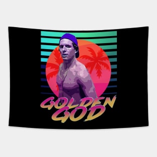 Golden God Neon Retro Tapestry