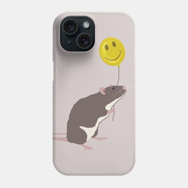 Rat with a Happy Face Balloon Phone Case by ahadden