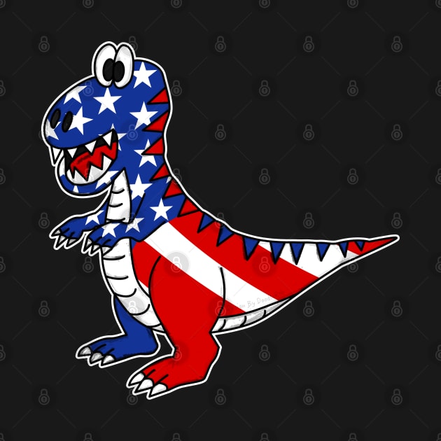 4th July Dinosaur American Flag T-Rex Funny by doodlerob