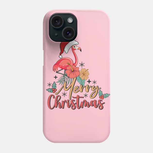 Pink Flamingo Merry Christmas 2023 Phone Case by JDVNart