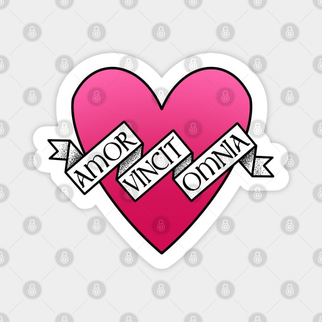 amor vincit omnia pink heart Magnet by weilertsen