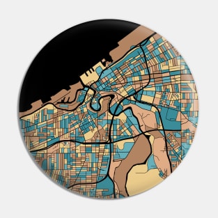 Cleveland Map Pattern in Mid Century Pastel Pin