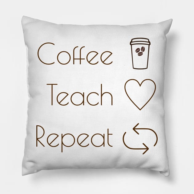 Coffee teach repeat Pillow by TeeShirt89