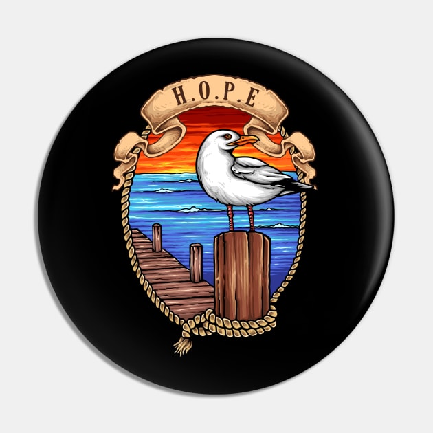 Seagull is all H.O.P.E for sailor who got lost in the ocean Pin by FêriStore'