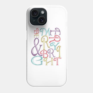 Modern Typography Merry and Bright Phone Case