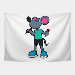 Mouse as Dart player with Darts Tapestry