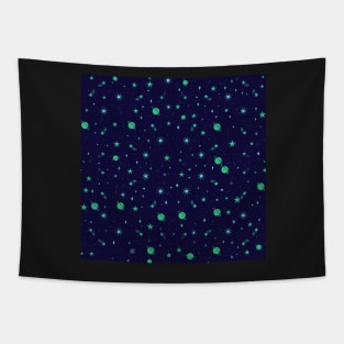 Greenish Starry Night Tapestry