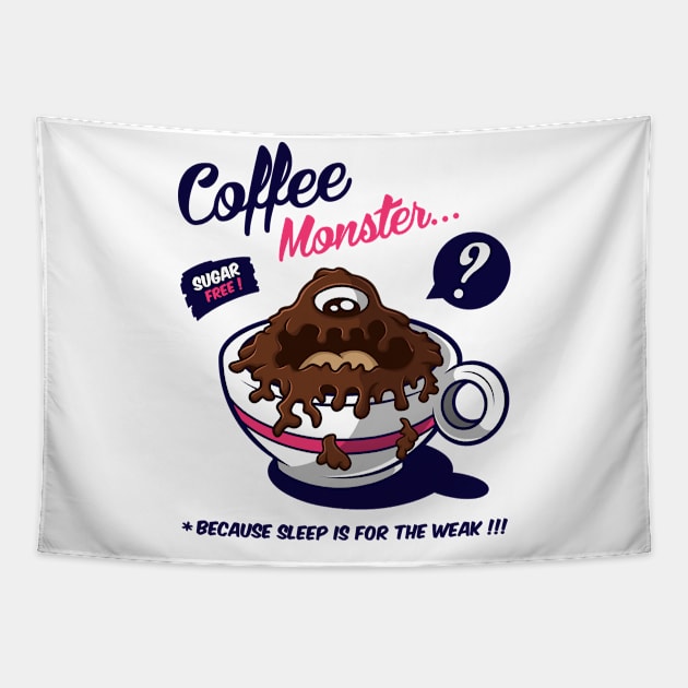 Coffee Monster Tapestry by Squinked