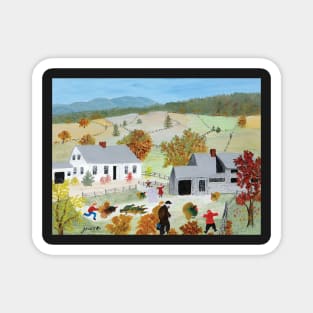 grandma moses - catching the thanksgiving turkey Magnet