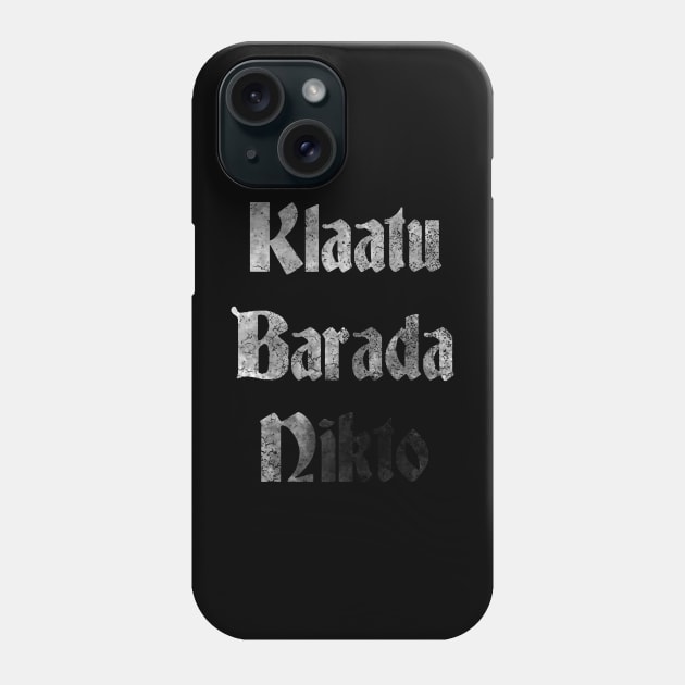 Klaatu Barada Necktie (white) Phone Case by lucafon18