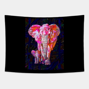 Elephant Family Painted Tapestry