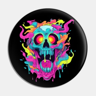 Spooky Colourful skull of halloween Pin