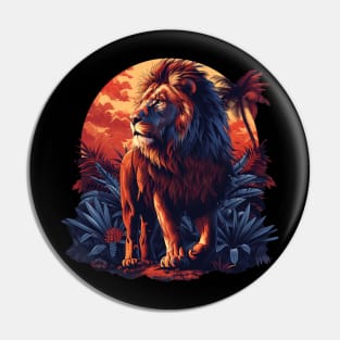 A Proud Lion Roaming The Jungle At Sunrise The King of the Jungle Lion Pin