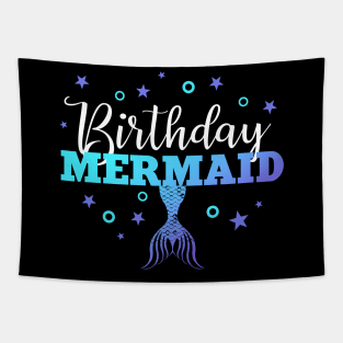 Birthday mermaid Funny Graphic Womens Girl T-Shirt Tapestry