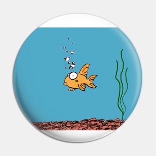 Cartoon Goldfish in Fishbowl Pin