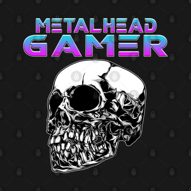 Metalhead Gamer Quarter Skull Blue Tone by Shawnsonart