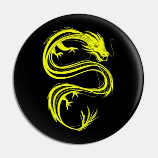 traditional chinese dragon in neon yellow, lime Pin