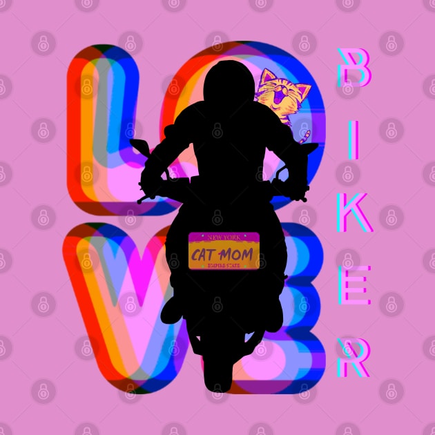 BIKER AND BEST RAINBOW CAT MOM MOTORCYCLE RIDER by DAZu