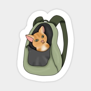 Kitty in a backpack (fluffy orange cat) Magnet