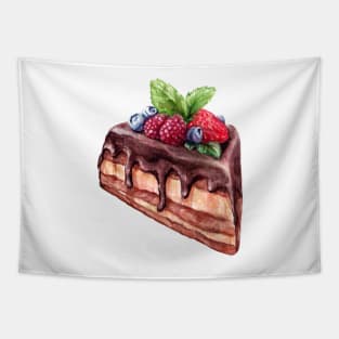 Piece of chocolate cake with berry Tapestry