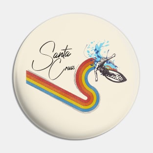 Retro 70s/80s Style Rainbow Surfing Wave Santa Cruz Pin