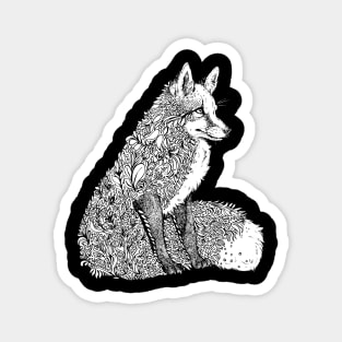 Fox Garden - Black Lineart Magnet