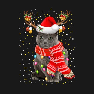 Russian Blue Cat Christmas T-Shirt