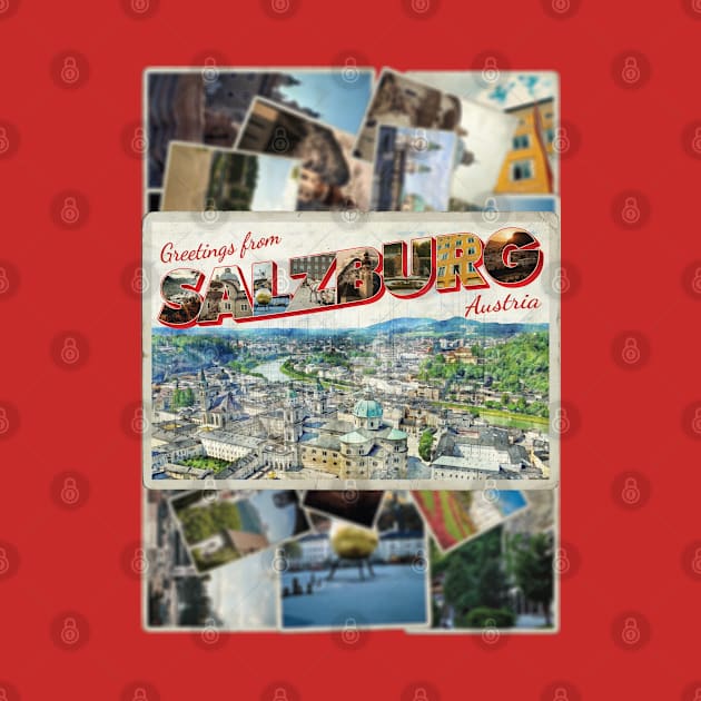 Greetings from Salzburg in Austria Vintage style retro souvenir by DesignerPropo