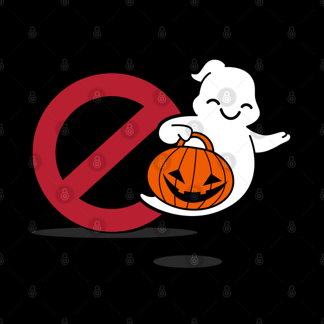 Cute Kawaii Spooky Ghost Trick Or Treat Cartoon by BoggsNicolas