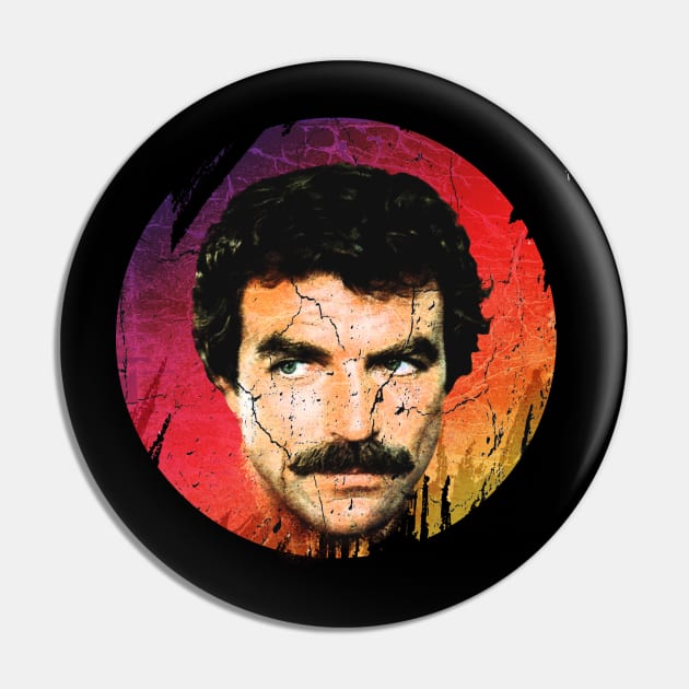 Tom Selleck-Retro Vintage 80s Aesthetic Design Pin by Hursed