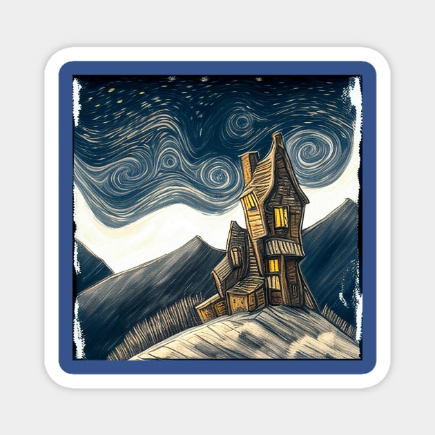 Starry Night Above The Shrieking Shack Magnet by Grassroots Green