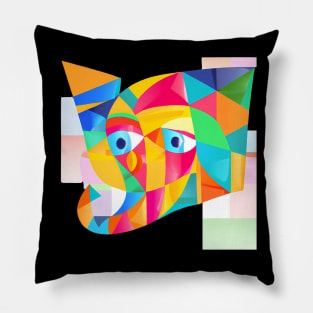 Cute Elephant - Funky Colorful Geometric Design Pillow