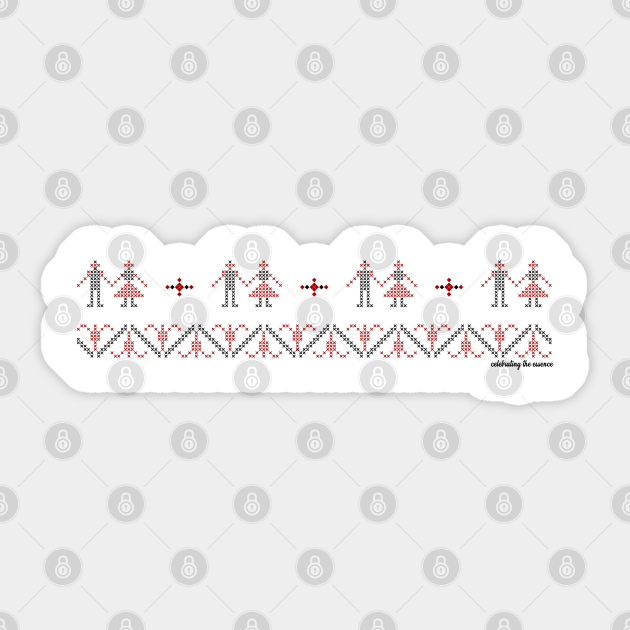 Folklore 7a Stylized Folk Art Vintage Christmas Blouse Christmas Embroidery Pattern Custom Handmade Art Christmas Ornament Sticker Teepublic Uk