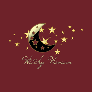 Witchy Woman With Crescent Moon T-Shirt